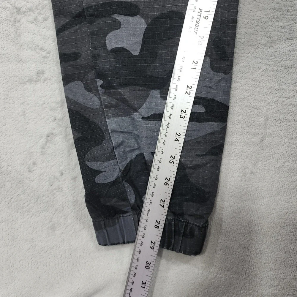 CSG Pants Mens L Gray Camo Woven Jogger Elastic Waist Pockets Casual Athletic